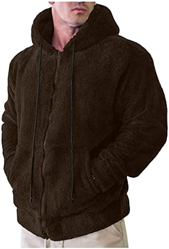 Xxbr Fleece dukseve za muške, zimski patentni kopč sa kapuljačom s kapuljačom Sherpa Fluffy Casual Jackets
