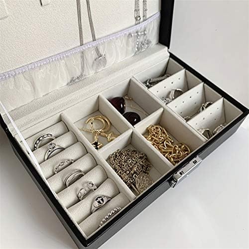 WYFDC kutija za nakit za žene, nakit Organizator sa zaključavanjem za naušnice Narukvice Prstenje, PU kožne