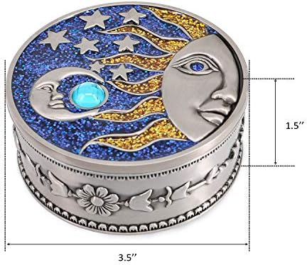 Vintage Sun Moon kutija za nakit sa metalik zvijezdom gravirano klasični Retro srebrni Organizator za čuvanje
