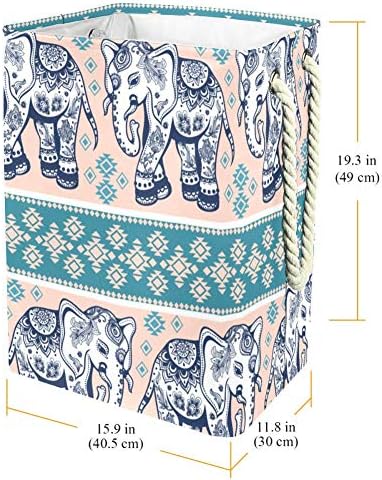 Vintage grafički Indijski Lotus Ethnic Elephant 300D Oxford PVC vodootporna odjeća Hamper velika korpa za