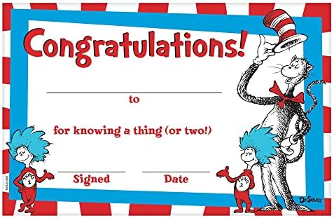 Mačka u šeširu-Dr. Seuss | papir certifikat diplome | 5 1/2 x 8 1/2 / 36 Ct.