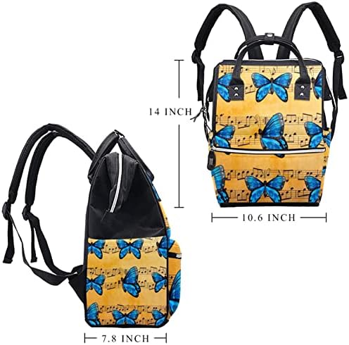 Guerotkr putnički ruksak, vrećice za pelene, ruksak pelena, retro muzički plavi leptir
