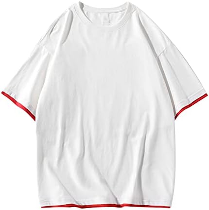 Maiyifu-GJ Muška Casual teška majica obična lažna dvodijelna Tee labava Plus Veličina pad ramena kratki