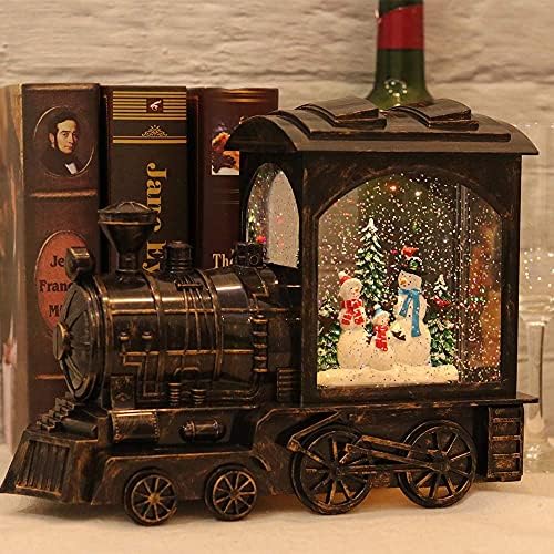 Dromance Božićni muzički snjegoviljsko ljepljenje baterija, a baterija sa 6 sati, snjegović osvijetljeni snježni globus vlak predenje vode swirling glitter božićni ukrasi