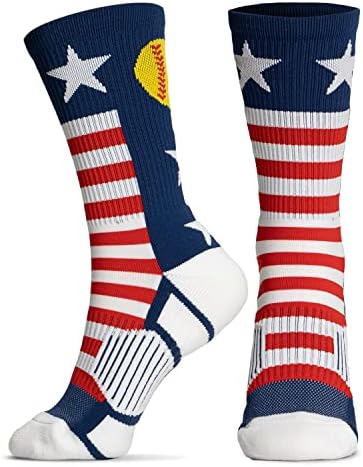 ChalktalkSports Softball Athletic tkanine Srednje čarape | SAD Patriotska softball | Mladi i veličina odraslih