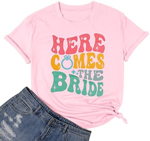 Mladenka za ženske vjenčane majice za medeni mjesečni majice smiješna mladenka kratka rukava bachelorette
