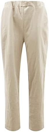 Pamučne lanene pantalone ženske ljetne Casual pantalone sa džepovima labave vezice čvrste rastezljive udobne