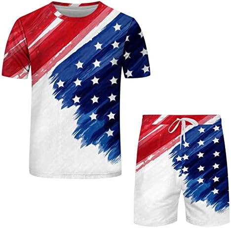 Muški dan za neovisnost 2 komada odjeća USA zastava Štampani kratki rukav i sportske kratke hlače Postavite