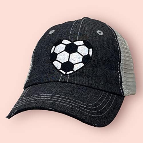 Cocomo Soul ženski nogometni srčani šešir | Soccer Mama Hat | Soccer Heart Cap 704 tamno siva