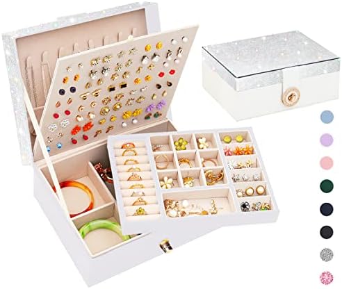 ARIYIBO naušnice kutija za nakit za djevojčice žene, kutija za organizatore nakita Bling, kutija za naušnice