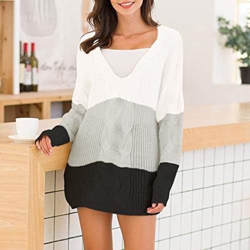Pulover V džemperi za izrez za žene plus veličine V-izrez pulover casual labav top košulja labavi džemper