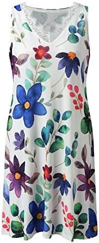 Midi Shift haljina za dame Ljeto Ležerne prilike V izrez Boho Print labav pulover Duljina koljena Elegantne