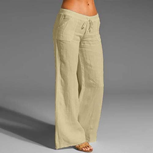 Ženske ležerne hlače Elastična traka sa strukom Hlače visoke strukske hlače Željezgrene hlače Jednostavne hlače sa džepom