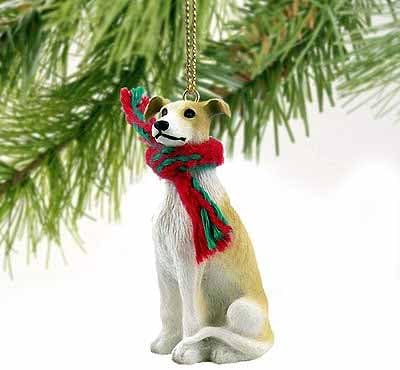 Koncepti razgovora Greyhound Sitne minijature Jedan božićni ukras Tan-White - divno!