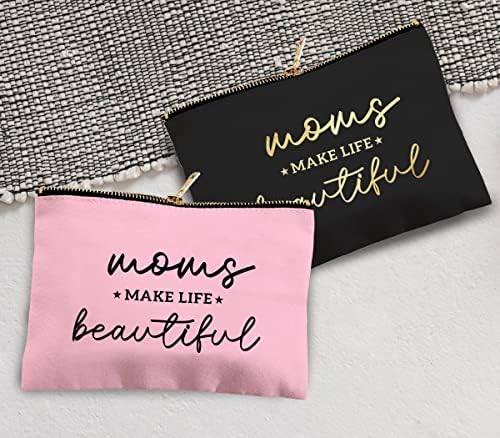 Teeamore Moms čine život lijepom kozmetička torba Majčin dan ženska putna torbica sa patentnim zatvaračem torbica za šminkanje kozmetička torbica Pink