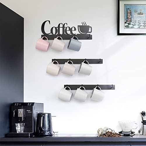 HULISEN zidni stalak za šolju za kafu, držač šoljice za kafu zidni sa 4 kuke za teške uslove rada, Kuhinjski kancelarijski pribor za kafu i dekor, lako se meša i kombinuje sa drugim Vešalicama za šolje kao dopuna