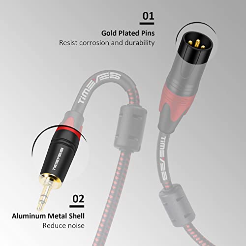 TIMEYES Jack 3.5 mm do 3-pinski XLR muški Audio kabl, 1m / 3FT 1/8 inča do XLR muški mikrofonski kabl, XLR do 3.5 mm neuravnotežen Patch kabl, aux 1/8 3.5 mm utikač na XLR Mic kabl za interkonekciju žice za zvučnike