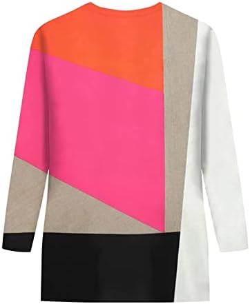 Cggmvcg ženski vrhovi ženska majica s tri četvrtine rukava s rukavom geometrijska boja blok Print modni vrhovi 3/4 majice s rukavima