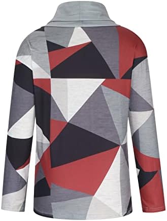 RUZIYOOG ženske košulje Henley 2022 FALD modni V izrez Geometrijski tipke za ispis TEE majica za bluza s