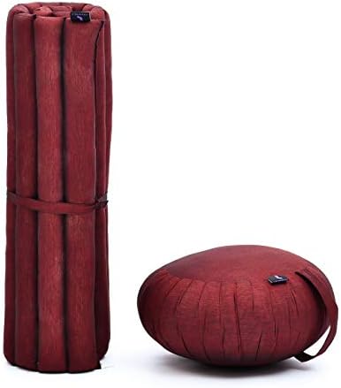 LEEWADEE set jastuka za meditaciju - 1 okrugli Zafu Yoga jastuk i 1 kvadratni Roll-Up Zabuton prostirka ispunjena ekološki prihvatljivim Kapokom