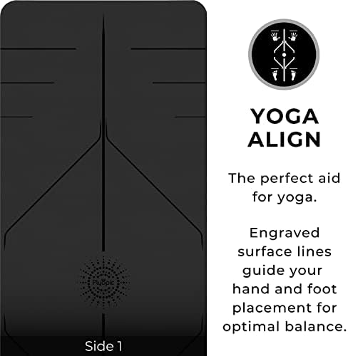 Plyopic reverzibilna prostirka za jogu, Pilates i vježbe | Premium neklizajuća prostirka za jogu debljine 1/4 inča sa linijama za poravnanje. Lagan sa gustim jastucima za dodatnu podršku i stabilnost