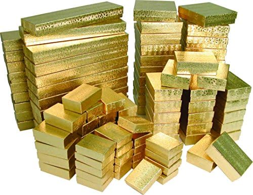 888 displej-pakovanje od 15 kutija sa 3 1/2 x 3 1/2 x 1H zlatnim teksturiranim pamučnim kutijama za nakit